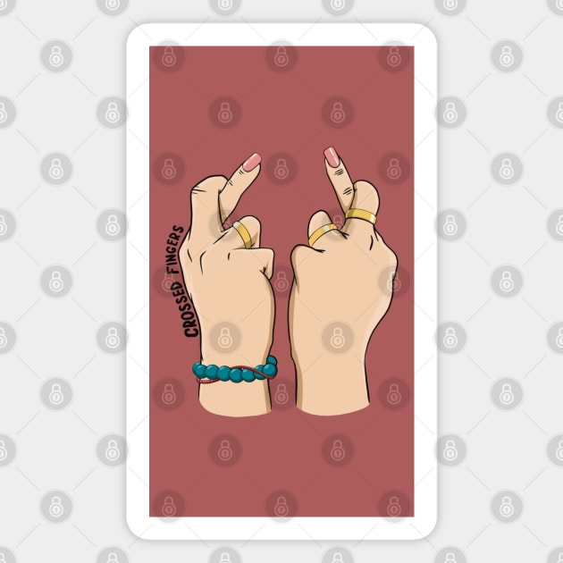 Crossed fingers Magnet by TeslaComics